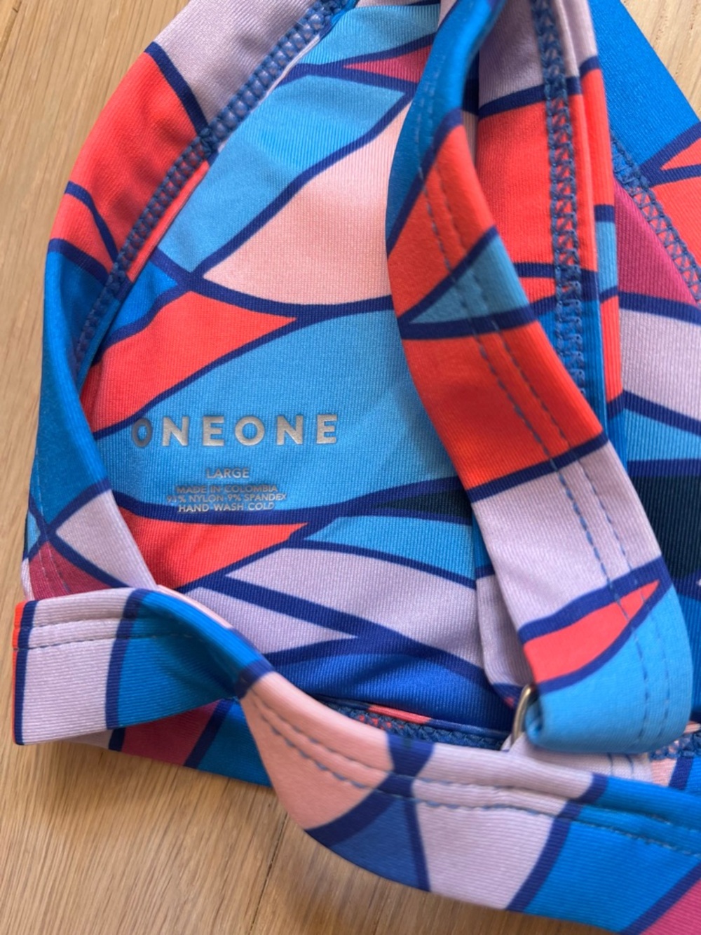 NWOT Oneone Swimwear Kameron Top & Jesse Bottoms Bikini Colorblock V-Front Large - Picture 4 of 8